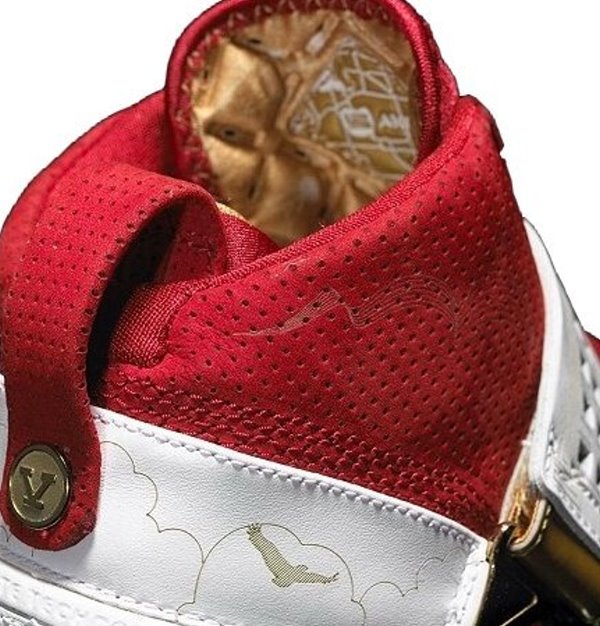 Lebron James Shoes: Nike Lebron V (5) Basketball Signature Sneakers - Red, white and gold, China edition, Akron map
